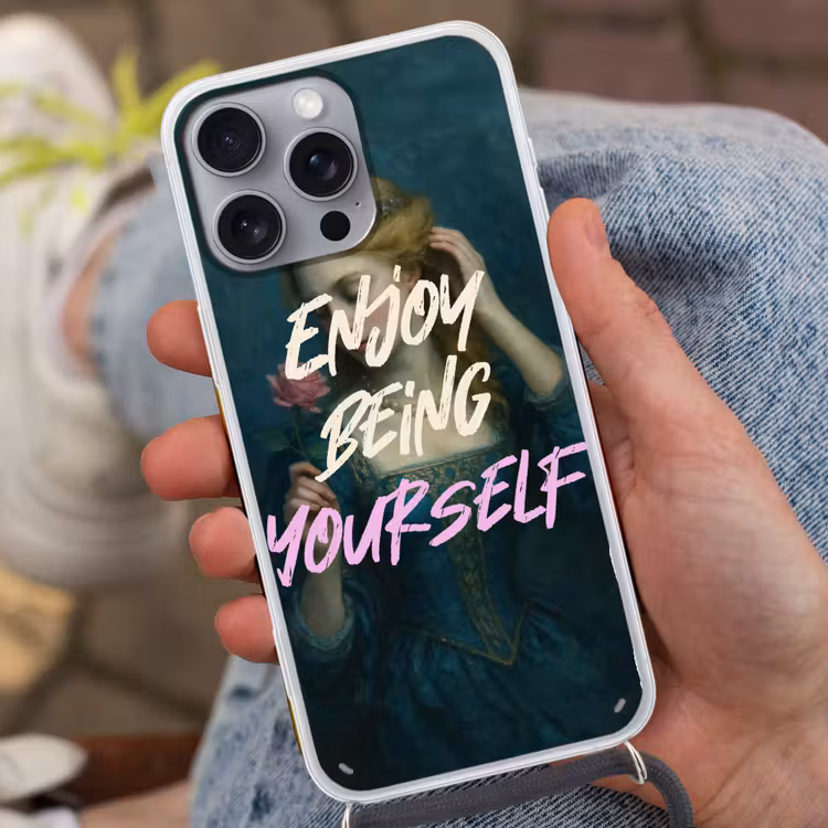 Vrouw - Roos - Quote Hoesje iPhone 16 Pro Max met koord klein -sfeer3
