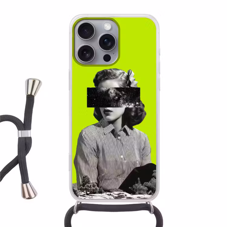 Vrouw - Sterrenhemel - Groen Hoesje iPhone 16 Pro Max met koord klein -3d