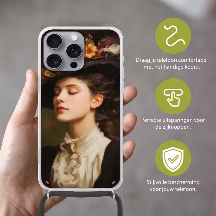 Vrouw - Victoriaans - Portret Hoesje iPhone 16 Pro Max met koord klein -sfeer2_NL