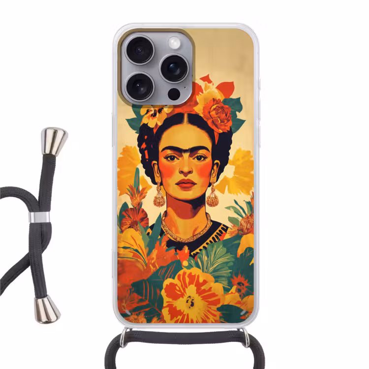 Vrouwelijk - Bloemen - Sieraden Hoesje iPhone 16 Pro Max met koord klein -3d