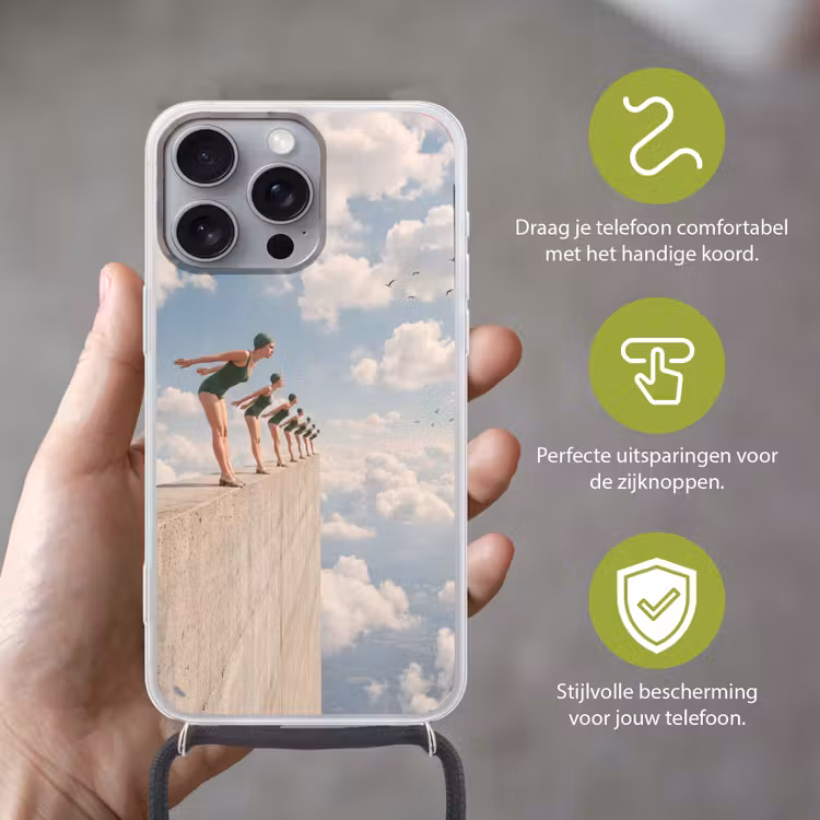 Telefoonhoesje met koord - Vrouwen - Duikhouding - Wolken — 4