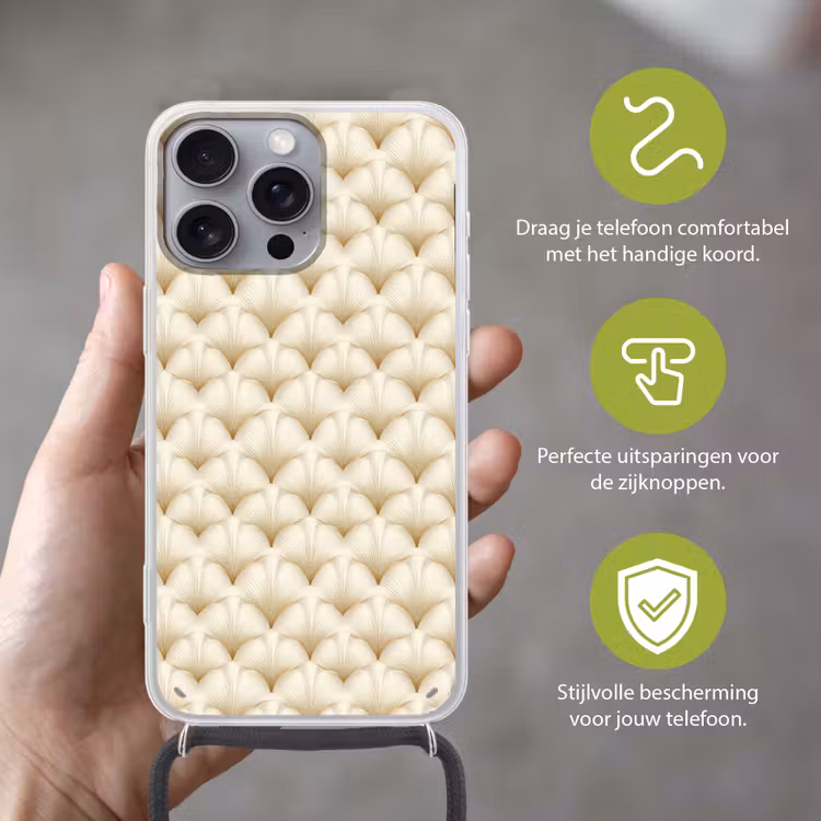 Waaier - Motief - Goud Hoesje iPhone 16 Pro Max met koord klein 804 -sfeer2_NL