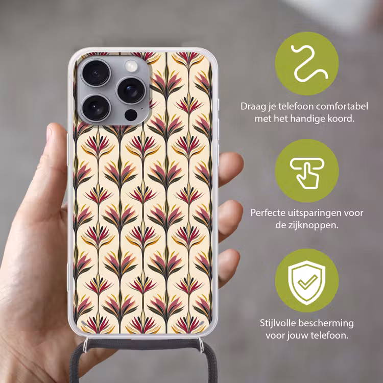 Waaier - Motief - Kleurrijk Hoesje iPhone 16 Pro Max met koord klein 804 -sfeer2_NL