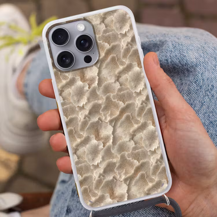 Waaierstructuren - Beige - Vezeltextuur Hoesje iPhone 16 Pro Max met koord klein 804 -sfeer3