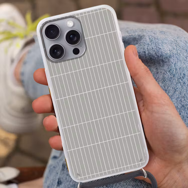 Wandtegel - Verticaal - Lichtgrijs Hoesje iPhone 16 Pro Max met koord klein 804 -sfeer3