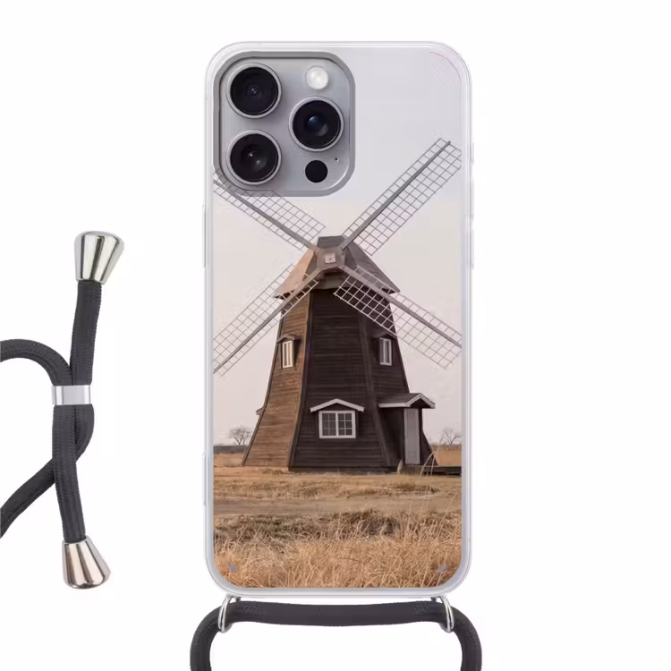 Windmolens - Landschap - Veld Hoesje iPhone 16 Pro Max met koord klein -3d