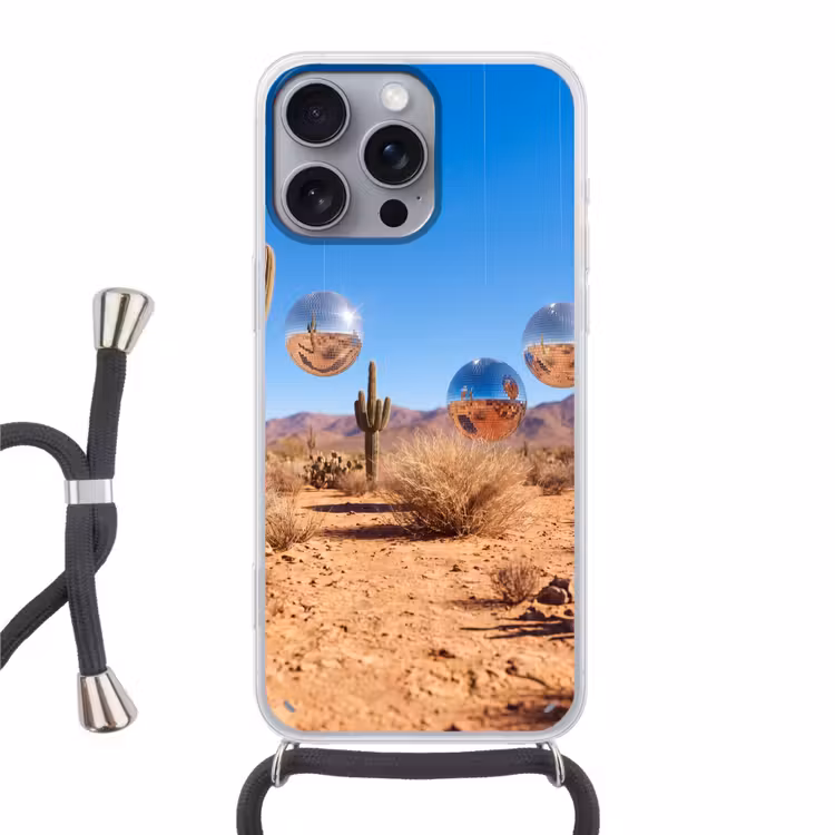 Telefoonhoesje met koord - Woestijn - Spiegelbal - Kunst — 1