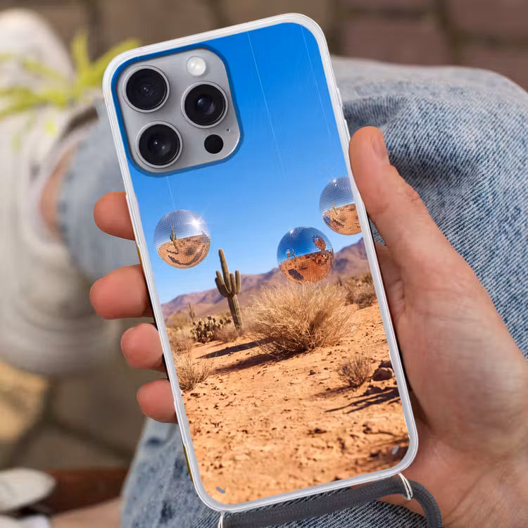 Telefoonhoesje met koord - Woestijn - Spiegelbal - Kunst — 2