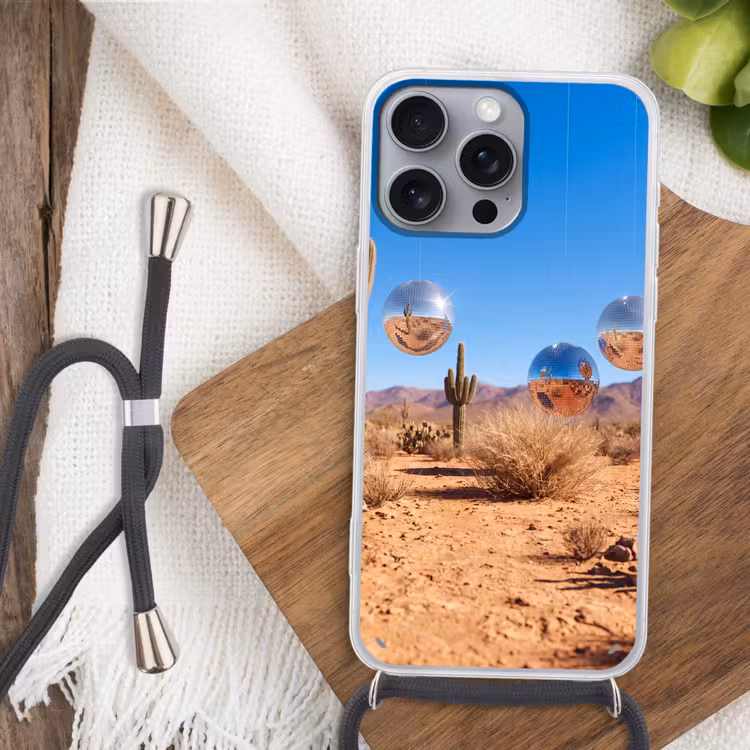 Telefoonhoesje met koord - Woestijn - Spiegelbal - Kunst — 3