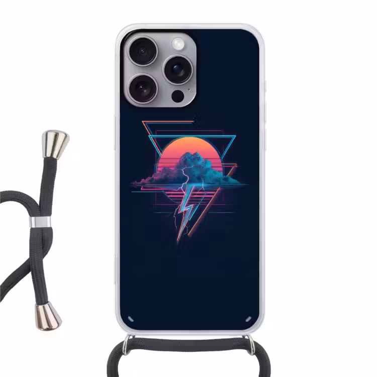 Wolk - Bliksemschicht - Driehoeken - Lijnen Hoesje iPhone 16 Pro Max met koord klein -3d