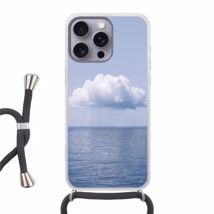 Telefoonhoesje met koord - Wolk - Regen - Natuur - Wolk - Regen - Natuur Hoesje iPhone 16 Pro Max met koord klein