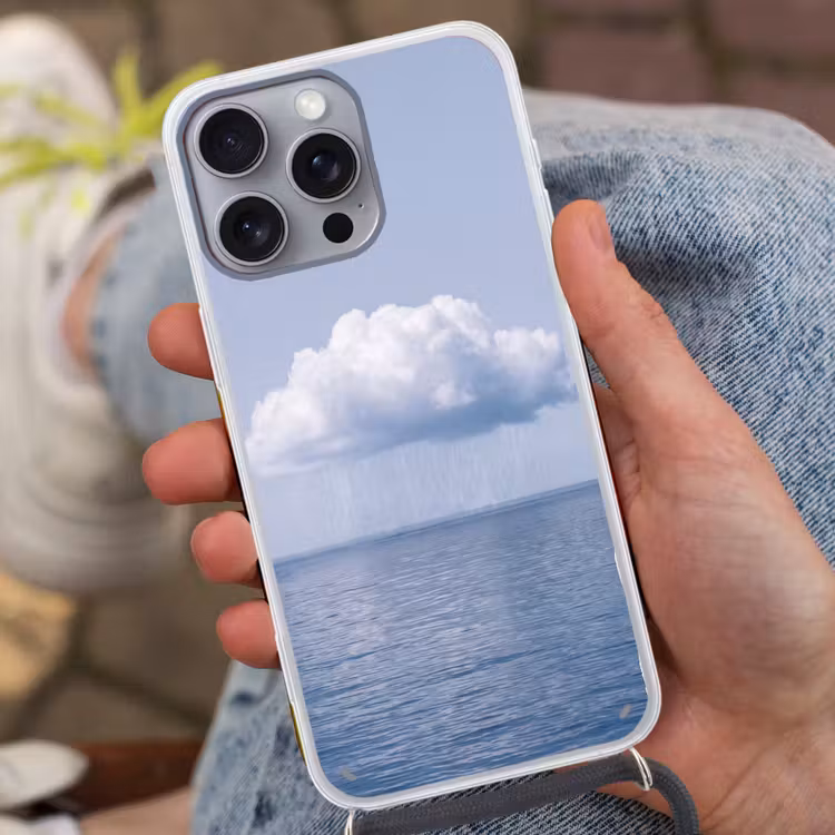 Telefoonhoesje met koord - Wolk - Regen - Natuur - Wolk - Regen - Natuur Hoesje iPhone 16 Pro Max met koord klein