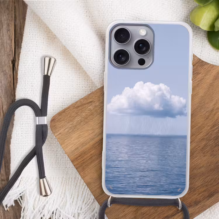 Telefoonhoesje met koord - Wolk - Regen - Natuur - Wolk - Regen - Natuur Hoesje iPhone 16 Pro Max met koord klein