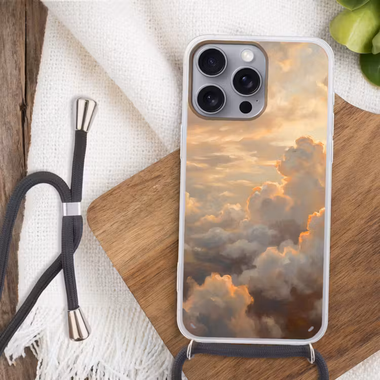Wolken - Zonsondergang - Natuur - Abstract - Goud Hoesje iPhone 16 Pro Max met koord klein -sfeer4
