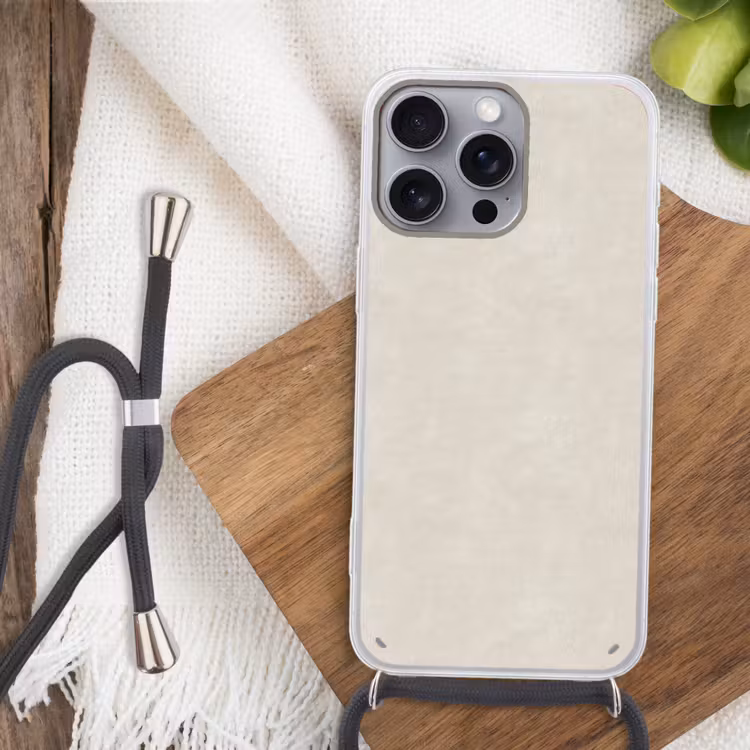 Zandkleurig - Modern - Egaal Hoesje iPhone 16 Pro Max met koord klein 804 -sfeer4