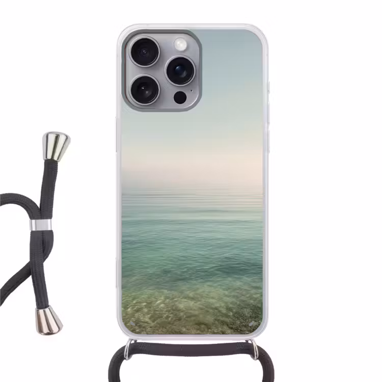 Zee - Horizon - Blauw - Mist Hoesje iPhone 16 Pro Max met koord klein -3d