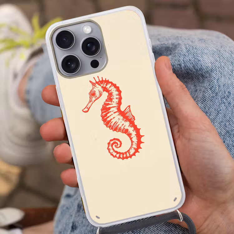 Zeepaardje - Rood - Fijne details Hoesje iPhone 16 Pro Max met koord klein -sfeer3