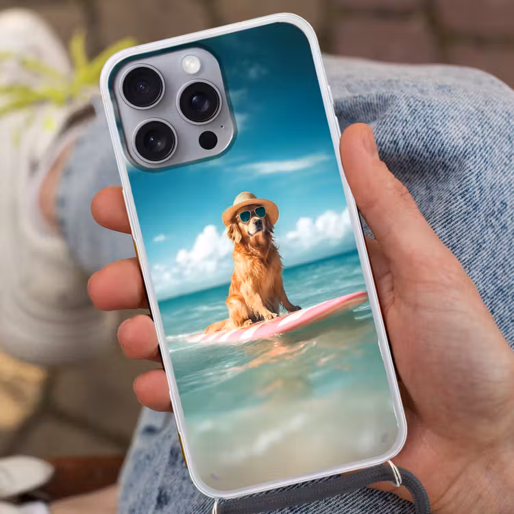 Zeewater - Hond - Golden retriever - Zonnebril Hoesje iPhone 16 Pro Max met koord klein -sfeer3