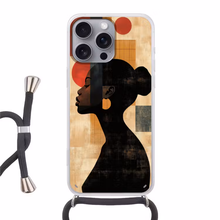 Zijaanzicht - Vrouw - Vormen Hoesje iPhone 16 Pro Max met koord klein -3d