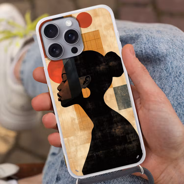 Zijaanzicht - Vrouw - Vormen Hoesje iPhone 16 Pro Max met koord klein -sfeer3