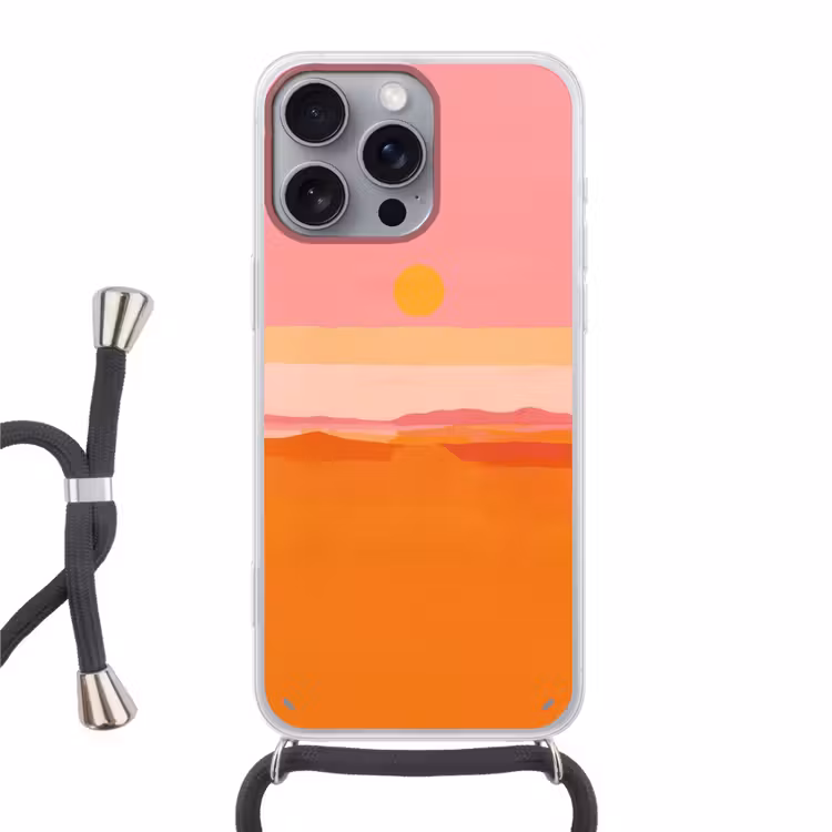 Zon - Abstract - Landschap - Oranje Hoesje iPhone 16 Pro Max met koord klein -3d