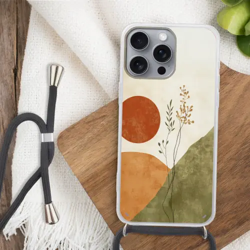Zon - Abstract - Takken - Oranje Hoesje iPhone 16 Pro Max met koord klein -sfeer4