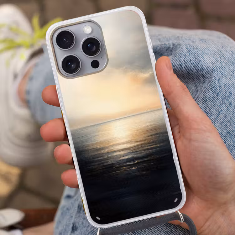 Zon - Horizon - Zee Hoesje iPhone 16 Pro Max met koord klein -sfeer3