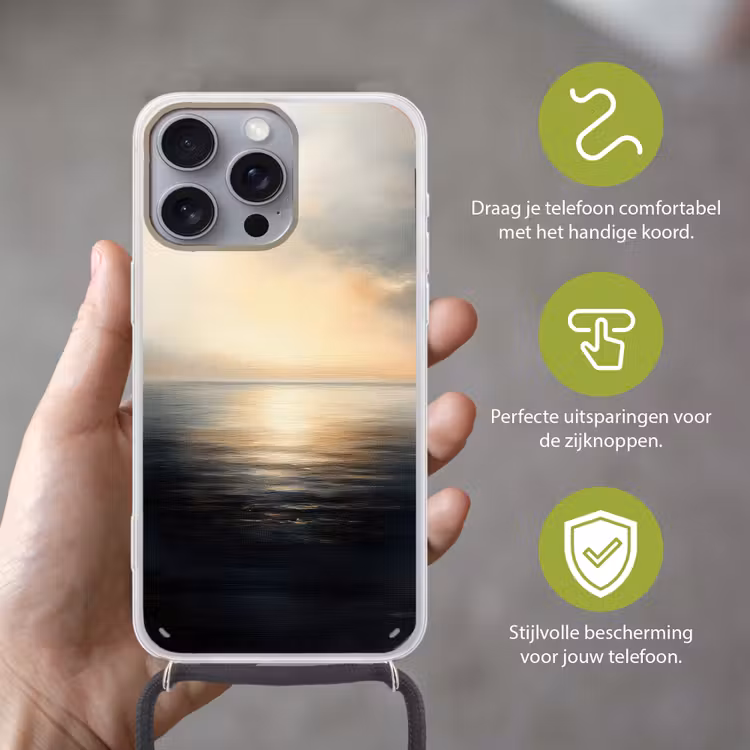 Zon - Horizon - Zee Hoesje iPhone 16 Pro Max met koord klein -sfeer2_NL