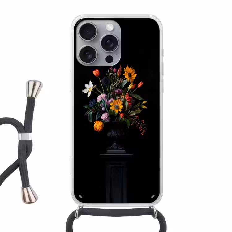 Zonnebloemen - Boeket - Kleurrijk Hoesje iPhone 16 Pro Max met koord klein -3d