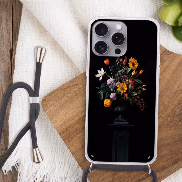 Zonnebloemen - Boeket - Kleurrijk Hoesje iPhone 16 Pro Max met koord klein -sfeer4