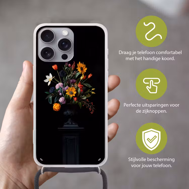 Zonnebloemen - Boeket - Kleurrijk Hoesje iPhone 16 Pro Max met koord klein -sfeer2_NL