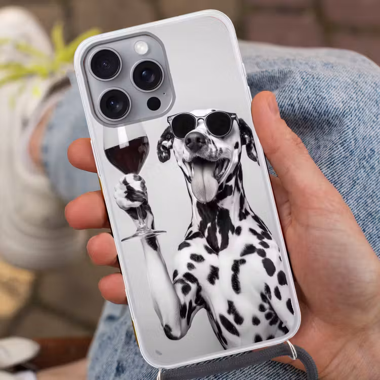 Zonnebril - Dalmatiër - Wijnglas - Tong Hoesje iPhone 16 Pro Max met koord klein -sfeer3