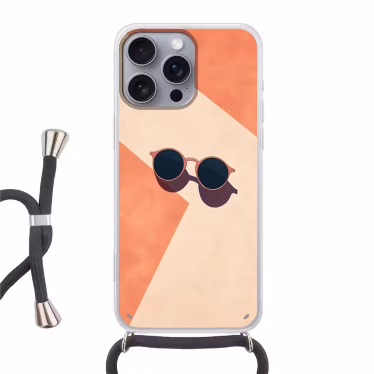 Zonnebril - Schaduw - Oranje - Minimalistisch Hoesje iPhone 16 Pro Max met koord klein -3d