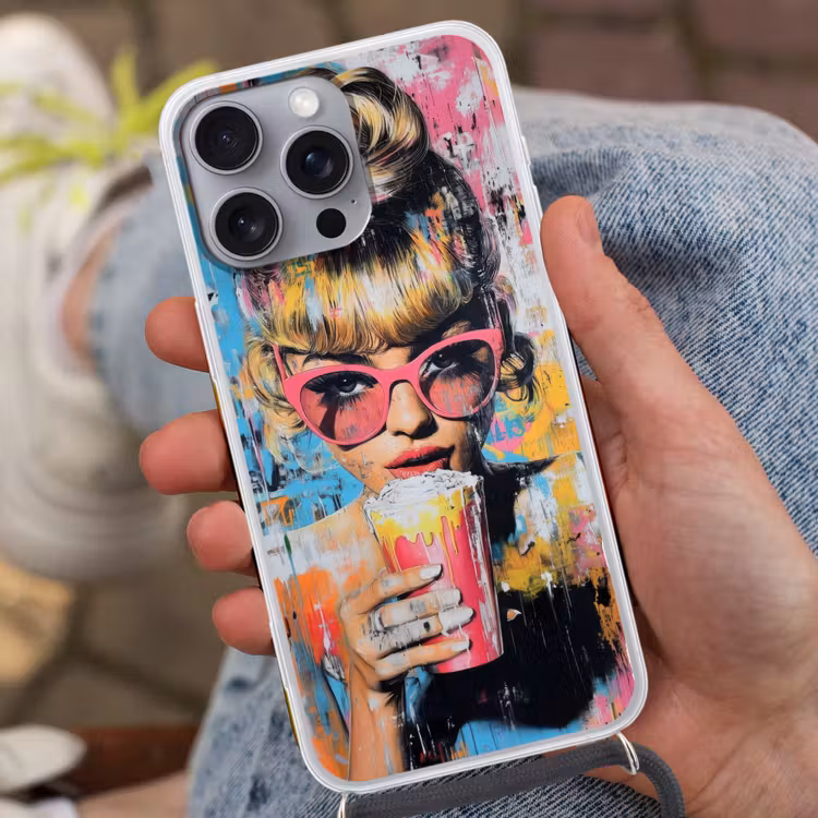 Zonnebril - Vrouw - Kleurrijk - Verfspetters Hoesje iPhone 16 Pro Max met koord klein -sfeer3