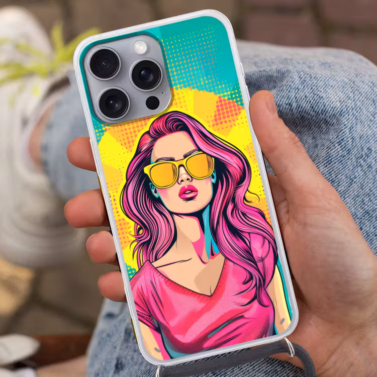 Zonnebril - Vrouw - Zonnig - Geel Hoesje iPhone 16 Pro Max met koord klein -sfeer3