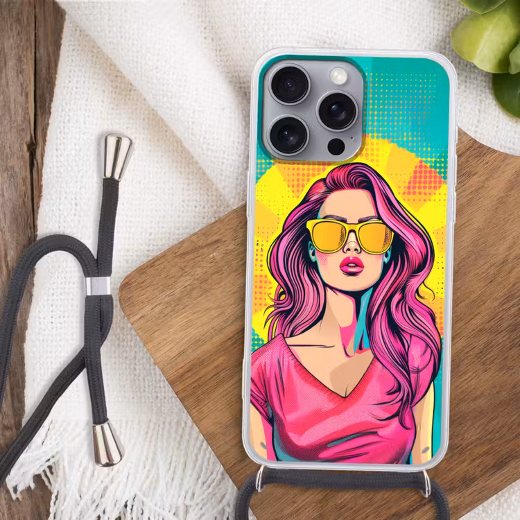 Zonnebril - Vrouw - Zonnig - Geel Hoesje iPhone 16 Pro Max met koord klein -sfeer4
