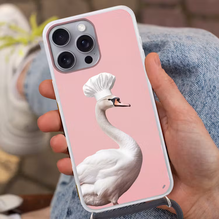 Zwaan - Koksmuts - Mooi - Klassiek Hoesje iPhone 16 Pro Max met koord klein -sfeer3