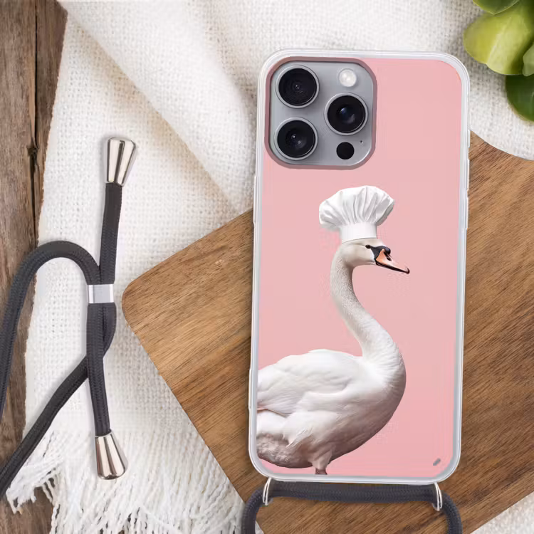 Zwaan - Koksmuts - Mooi - Klassiek Hoesje iPhone 16 Pro Max met koord klein -sfeer4