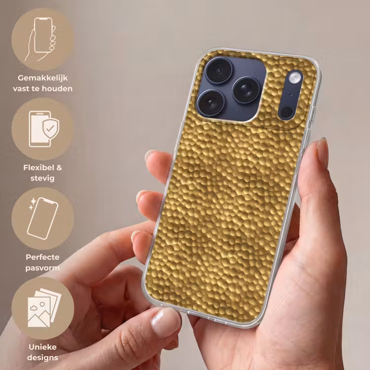 Metaal - Dynamisch - Goud Telefoonhoesje iPhone 17 Pro klein 878 -sfeer3_NL