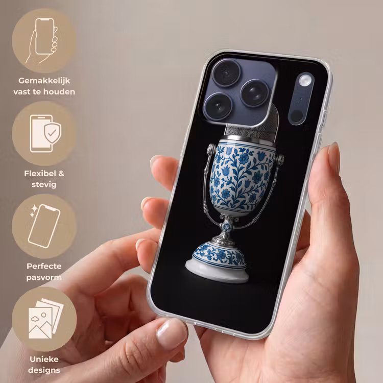 Microfoon - Delfts blauw - Muziek Telefoonhoesje iPhone 17 Pro klein -sfeer3_NL