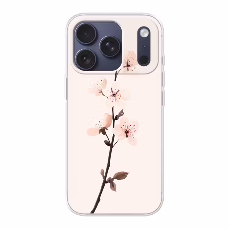 Minimalistisch - Bloesem - Tak - Roze Telefoonhoesje iPhone 17 Pro klein -3d