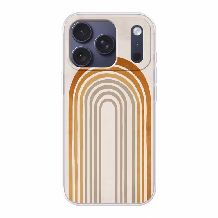 Minimalistisch - Boog - Lijnen - Beige Telefoonhoesje iPhone 17 Pro klein -3d