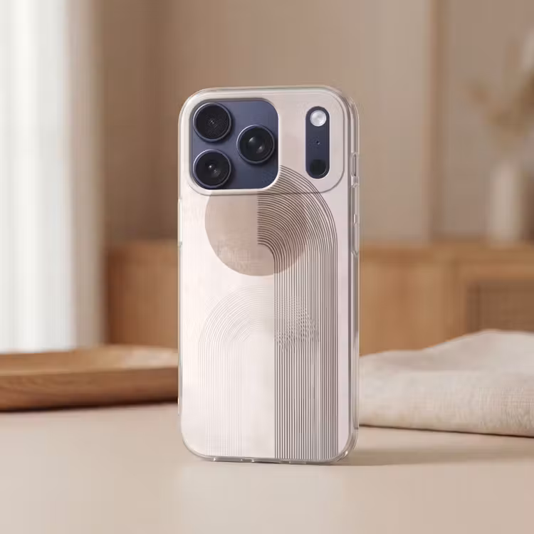 Minimalistisch - Cirkel - Lichtgrijs Telefoonhoesje iPhone 17 Pro klein -sfeer2