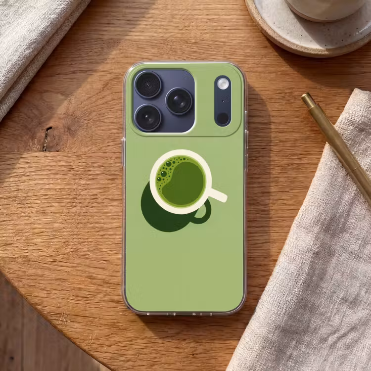 Minimalistisch - Kopjes - Matcha -Groen Telefoonhoesje iPhone 17 Pro klein -sfeer1