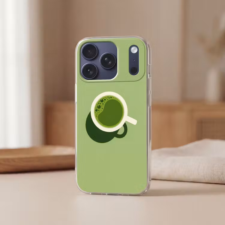 Minimalistisch - Kopjes - Matcha -Groen Telefoonhoesje iPhone 17 Pro klein -sfeer2