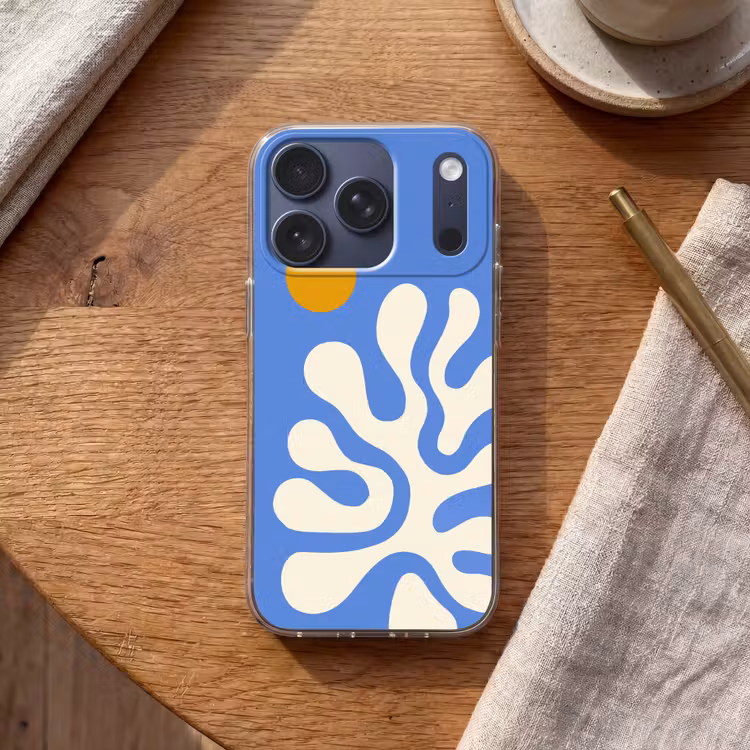 Minimalistisch - Organisch patroon - Blauw Telefoonhoesje iPhone 17 Pro klein -sfeer1
