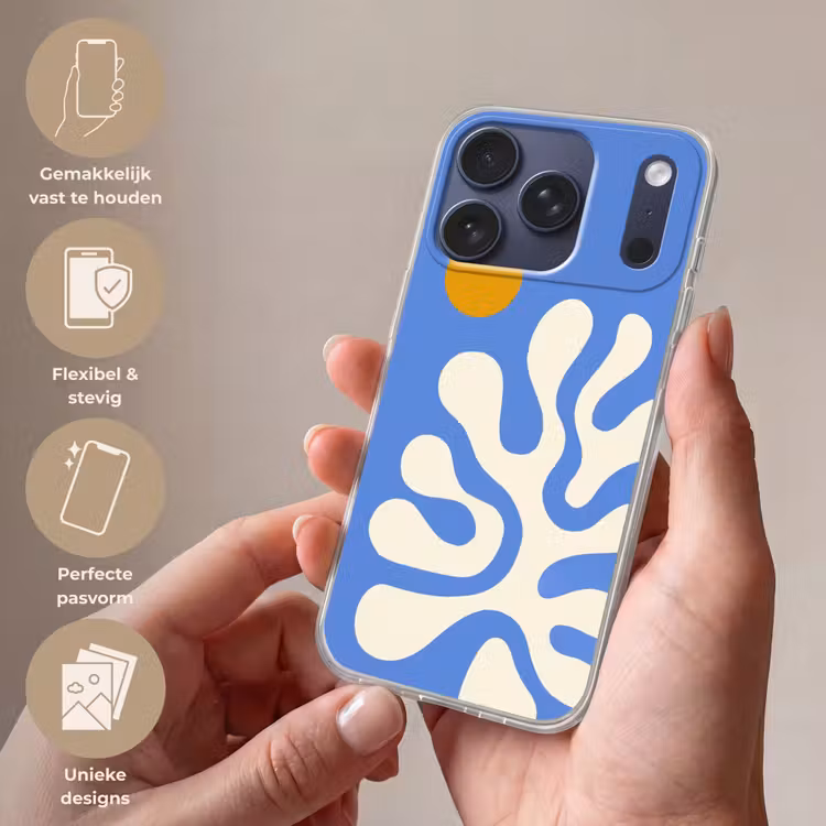 Minimalistisch - Organisch patroon - Blauw Telefoonhoesje iPhone 17 Pro klein -sfeer3_NL