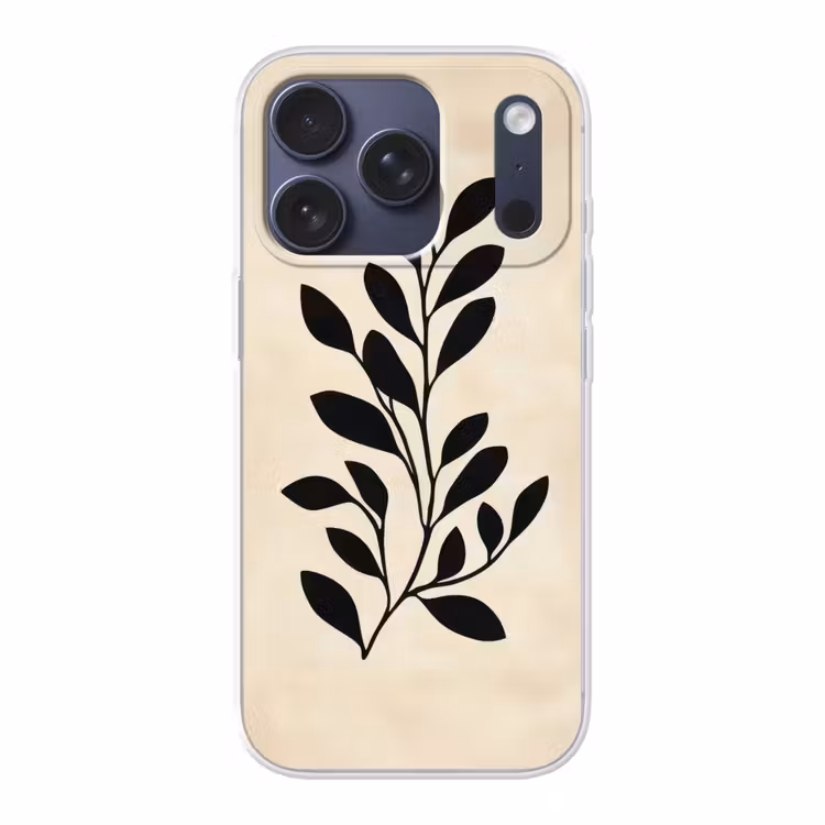 Minimalistisch - Tak - Bladeren - Zwart Telefoonhoesje iPhone 17 Pro klein -3d