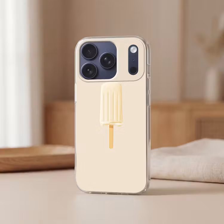 Minimalistisch - Waterijsje - Stokje - Beige Telefoonhoesje iPhone 17 Pro klein -sfeer2