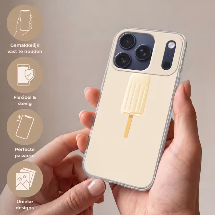 Minimalistisch - Waterijsje - Stokje - Beige Telefoonhoesje iPhone 17 Pro klein -sfeer3_NL